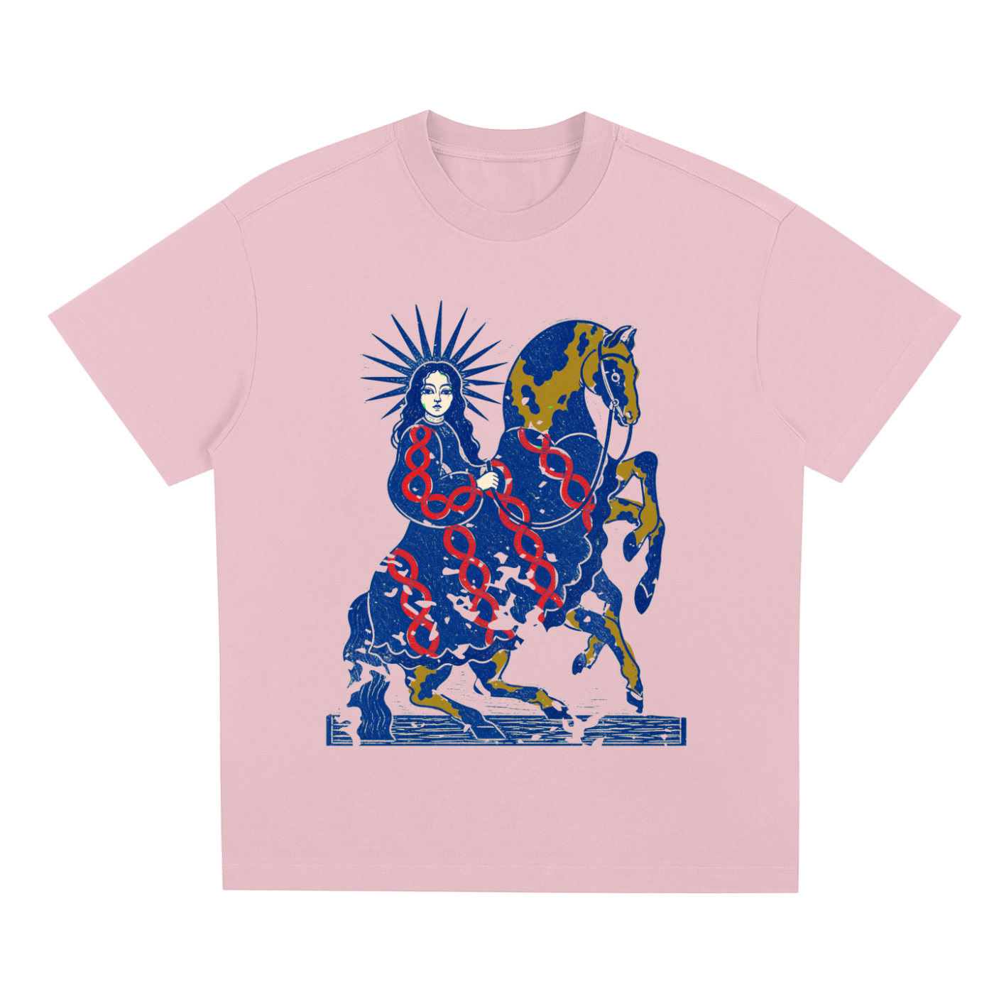 Pink Celestial Rider graphic t-shirt featuring artistic rider artwork inspired by adventure, freedom, and open horizons.