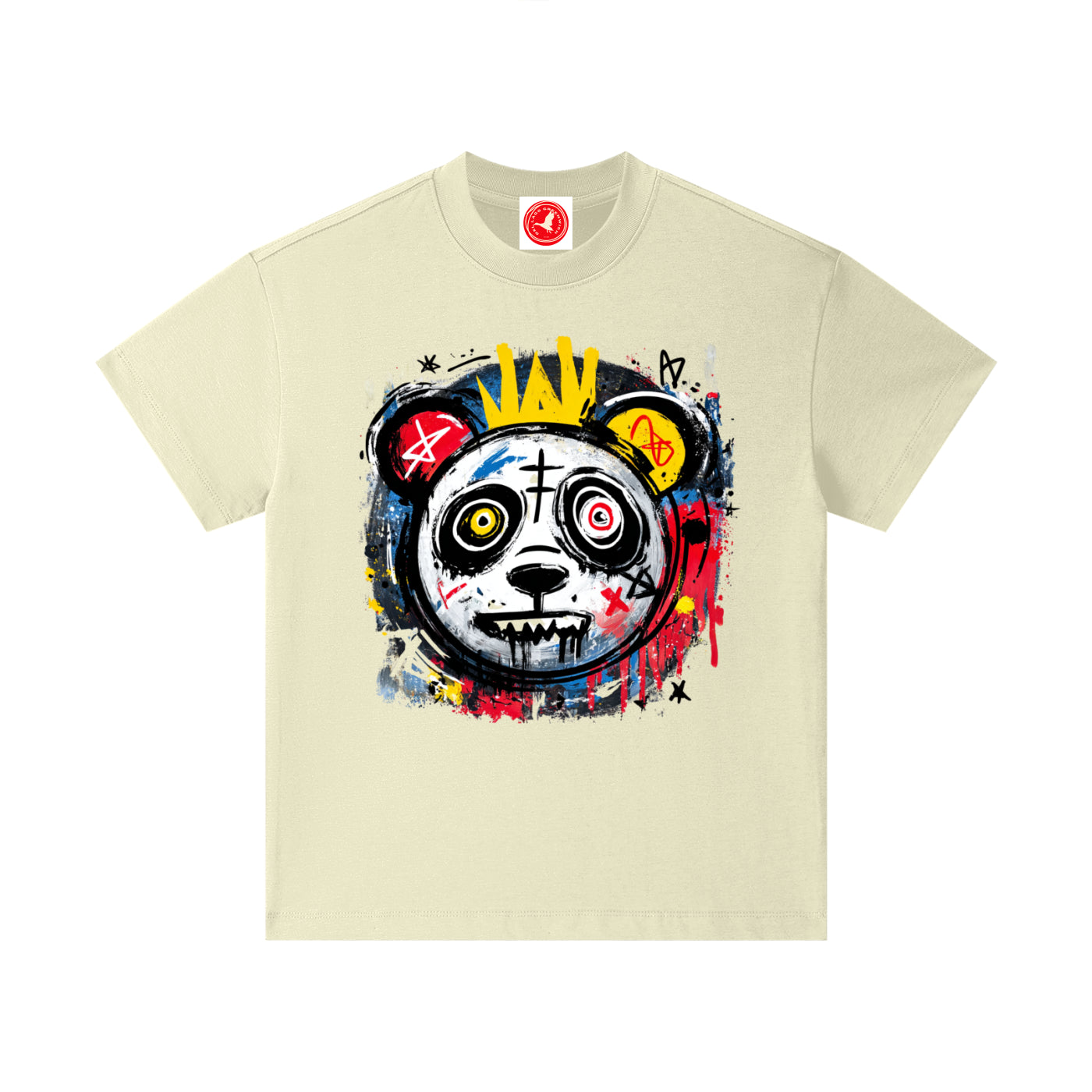 Colorful Circus Panda graphic printed on oversized cotton kids t-shirt
