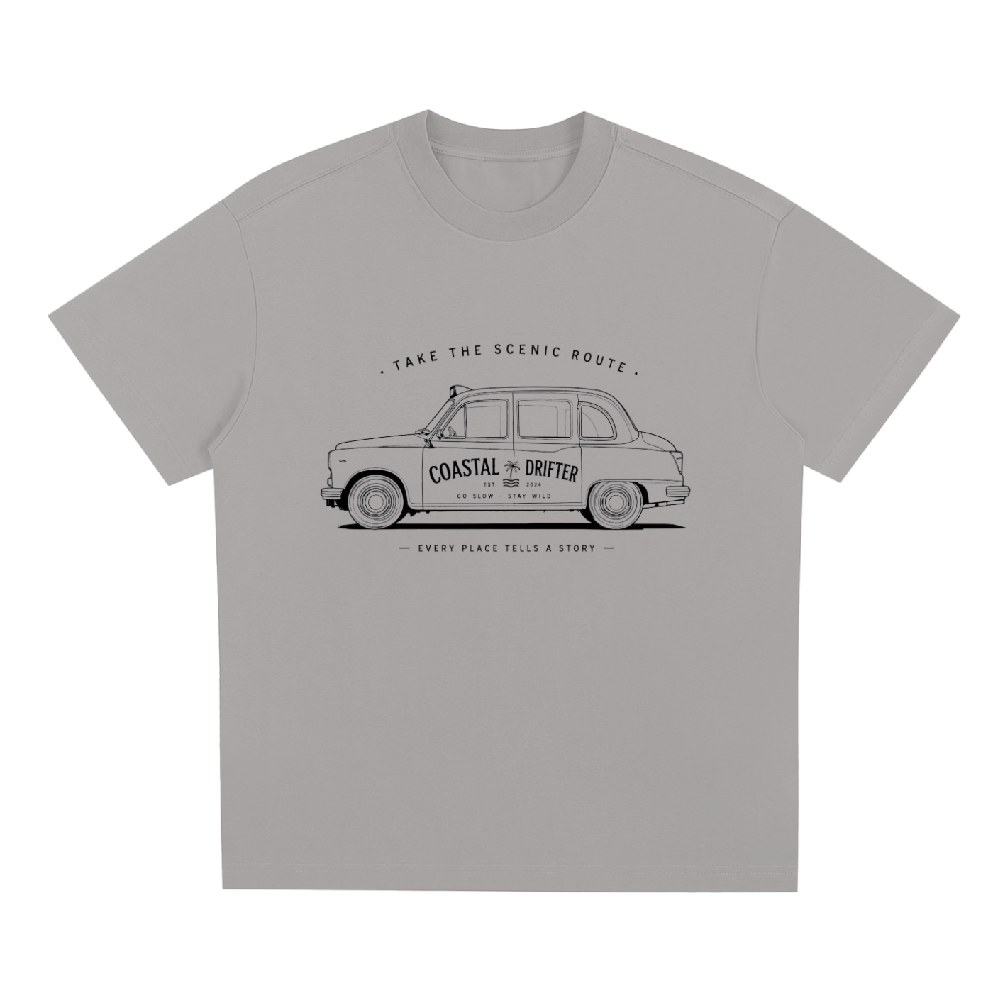 Black Coastal lifestyle graphic t-shirt featuring beach-inspired artwork for ocean lovers and adventure seekers.