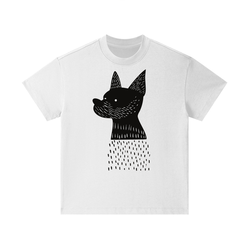 Abstract dog illustration printed on cotton kids t-shirt