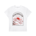 White Path Finder graphic t-shirt featuring adventure-inspired artwork celebrating exploration, discovery, and personal journeys.