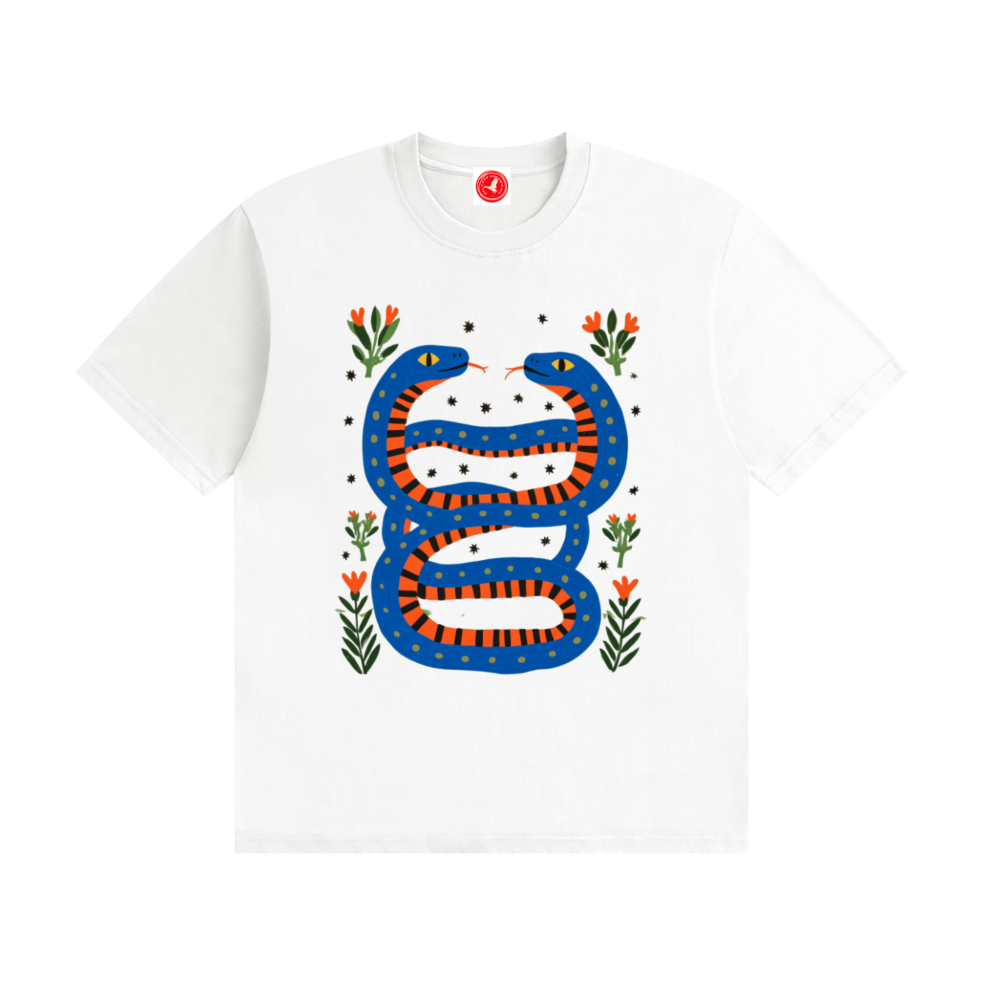 Twin Serpents Seamless Cotton T-Shirt