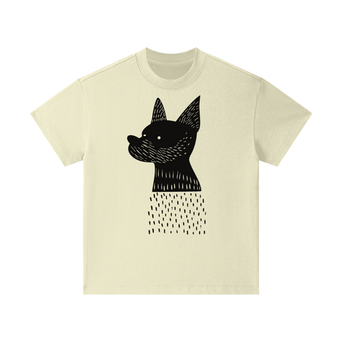 Abstract dog illustration printed on cotton kids t-shirt