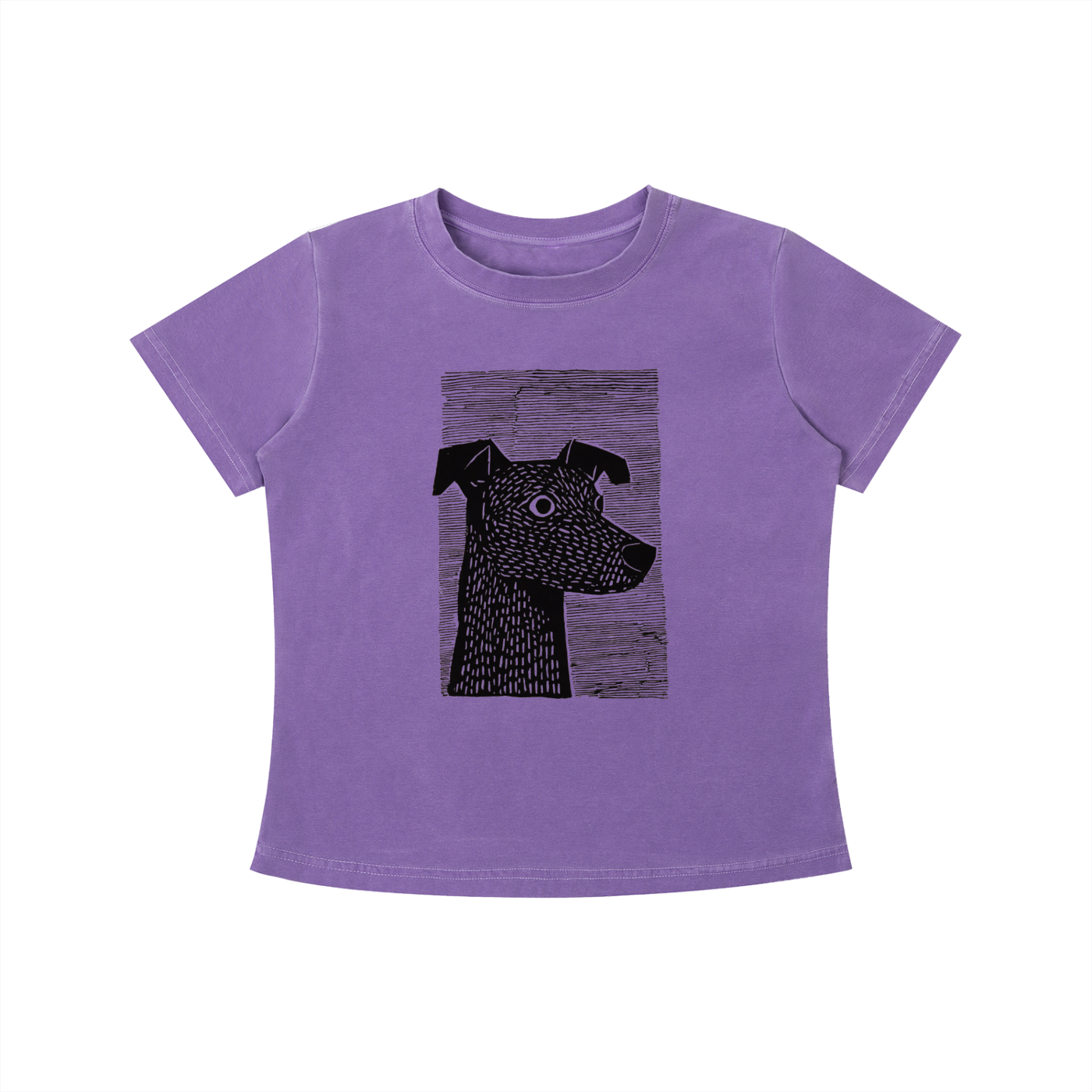 Purple Minimalist Dog Sketch graphic t-shirt featuring hand-drawn dog artwork inspired by pet lovers and simple modern design.