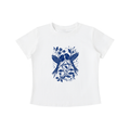 White Bluebird Garden Folk graphic t-shirt featuring bird and floral artwork inspired by folk art and botanical beauty.