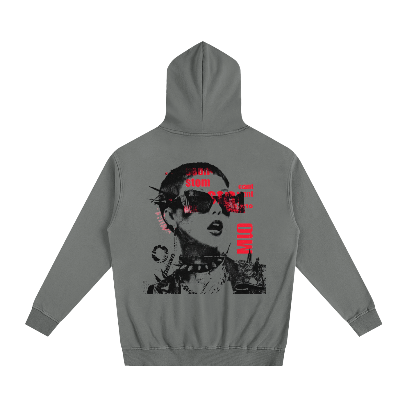 Distressed Portrait Graphic Hoodie