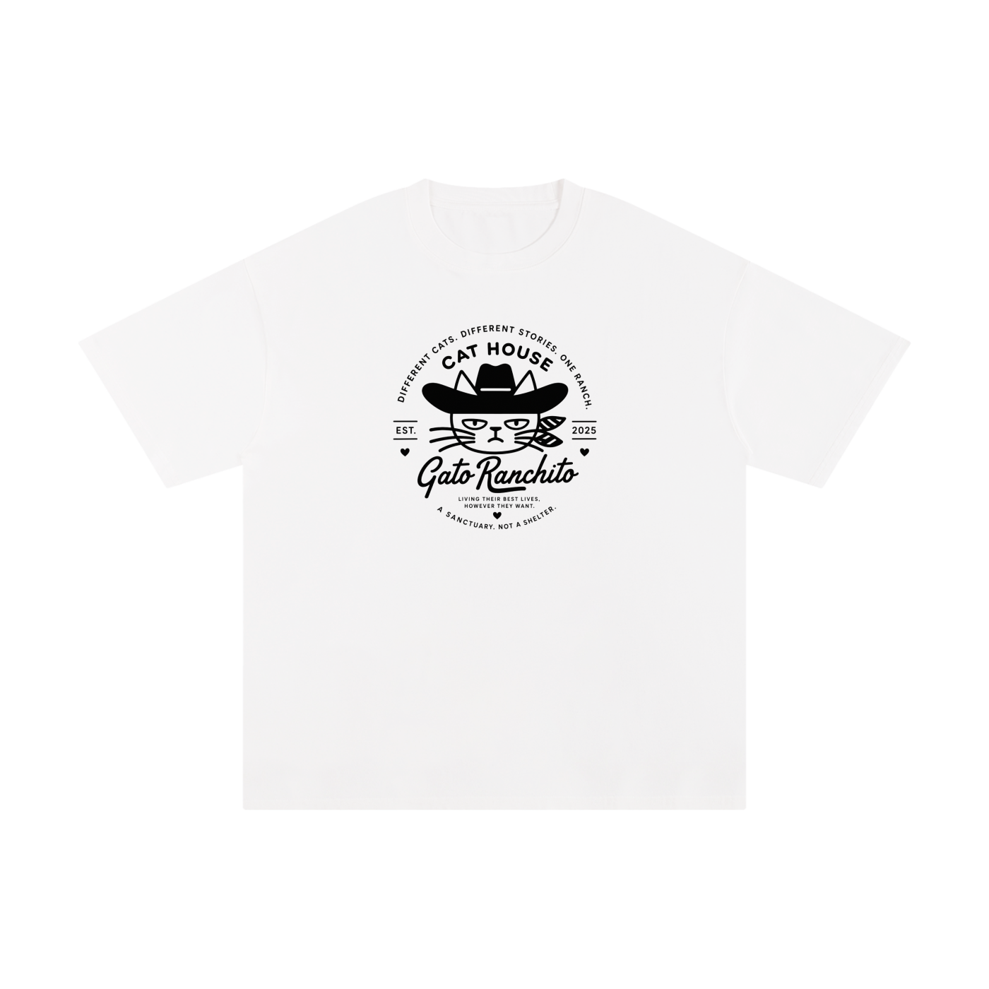 Cat House — Gato Ranchito Oversized Teeisex Pure Cotton T-Shirt