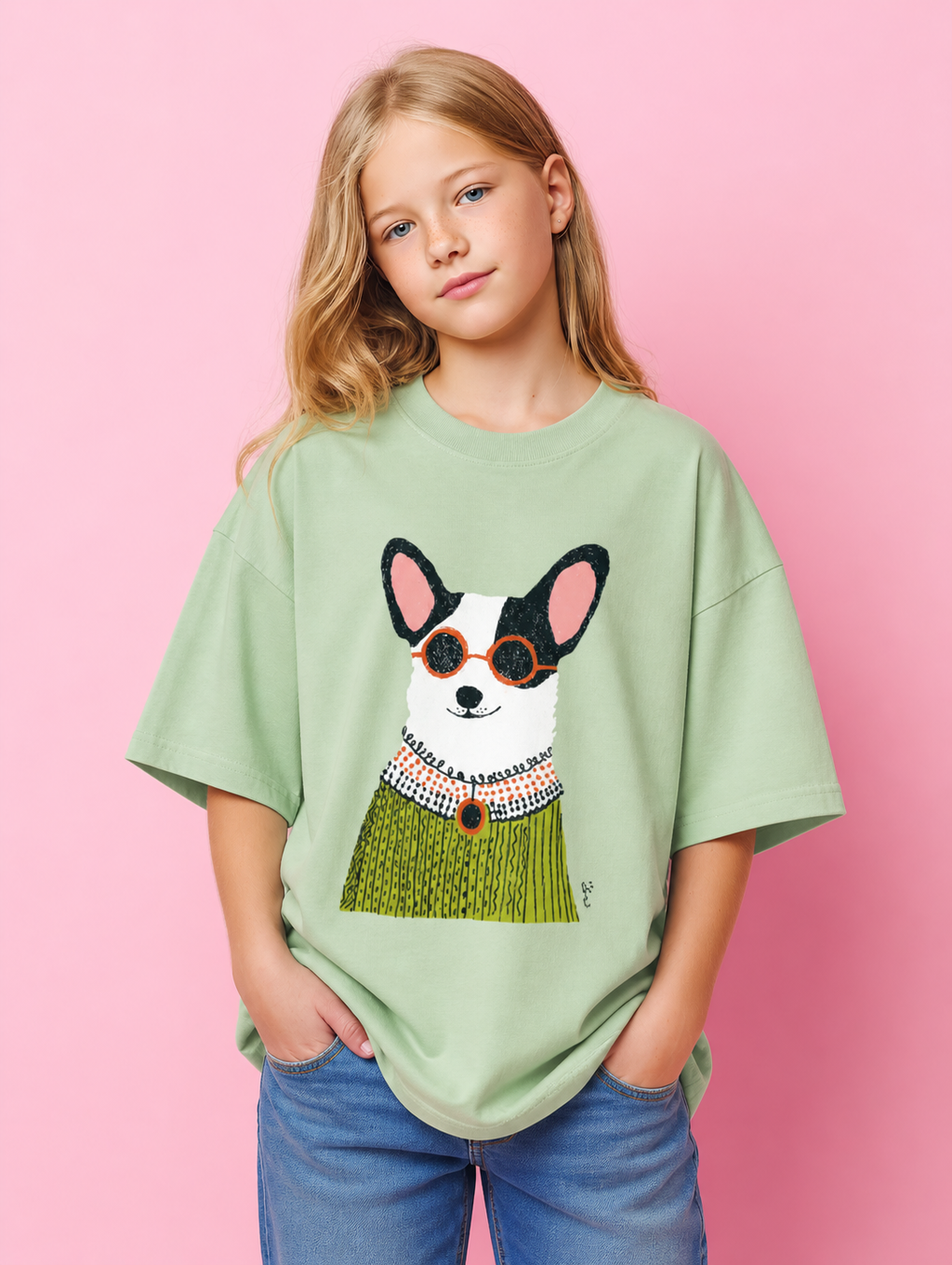 Model wearing the Cool Pup graphic t-shirt featuring playful dog artwork inspired by pet lovers and fun everyday style.