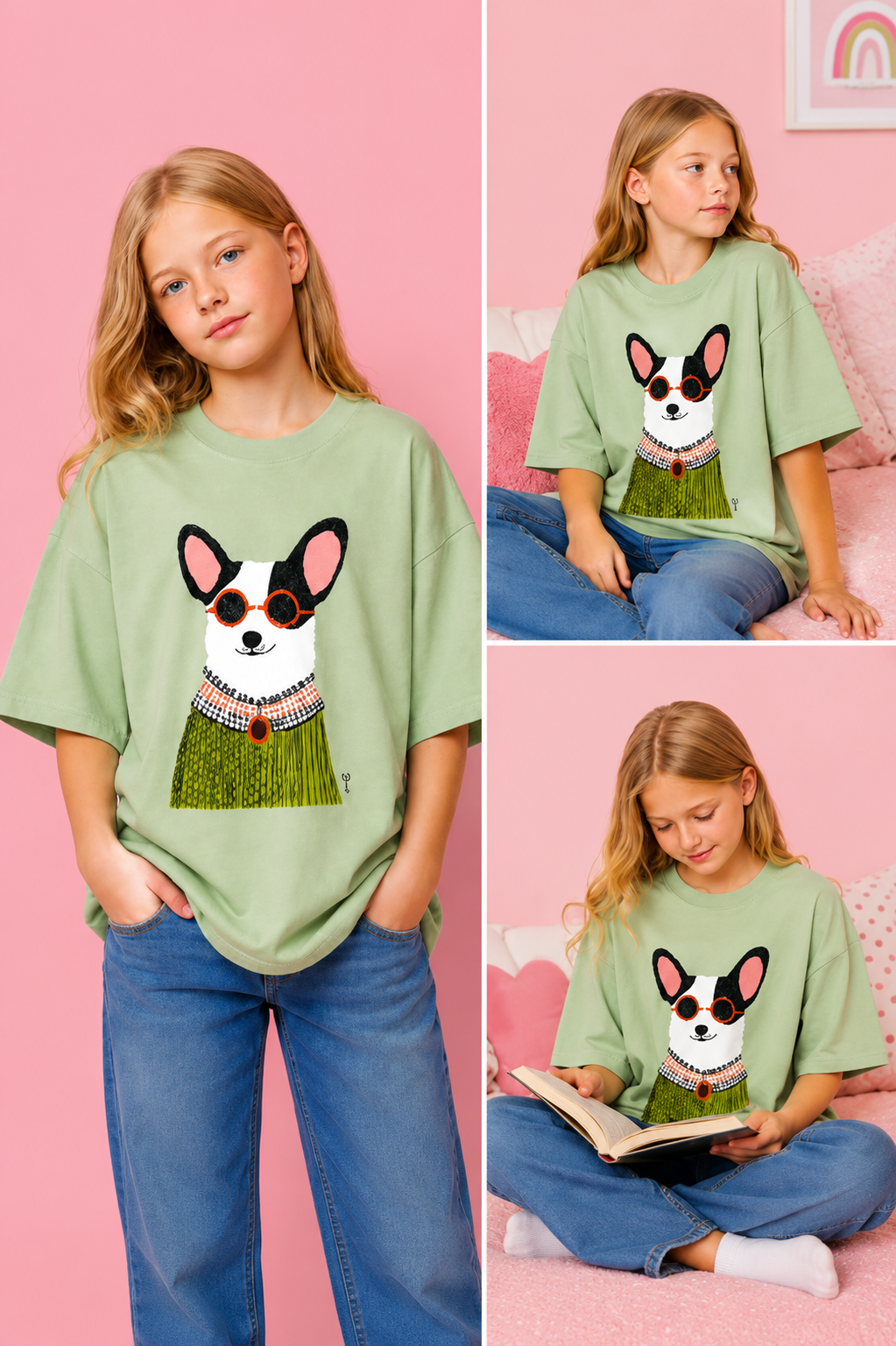 Model wearing the Cool Pup graphic t-shirt featuring playful dog artwork inspired by pet lovers and fun everyday style.