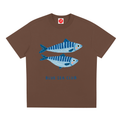 Brown Blue Sea Club graphic t-shirt featuring coastal-inspired artwork celebrating ocean adventures and seaside living.