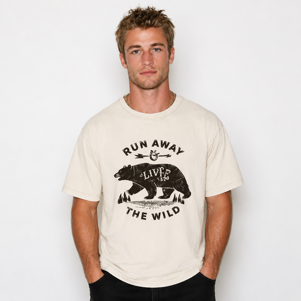 Run Away & Live in the Wild Bear Tee