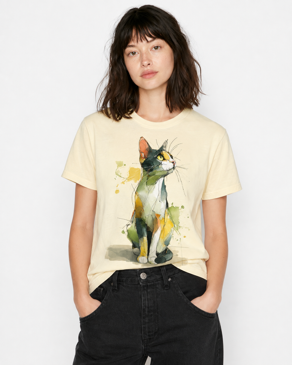 Watercolor Cat Graphic Tee