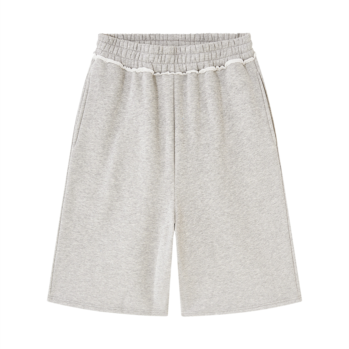 light heather gray sweat shorts with elastic waistband and side pockets by Del Lago Greenwich.