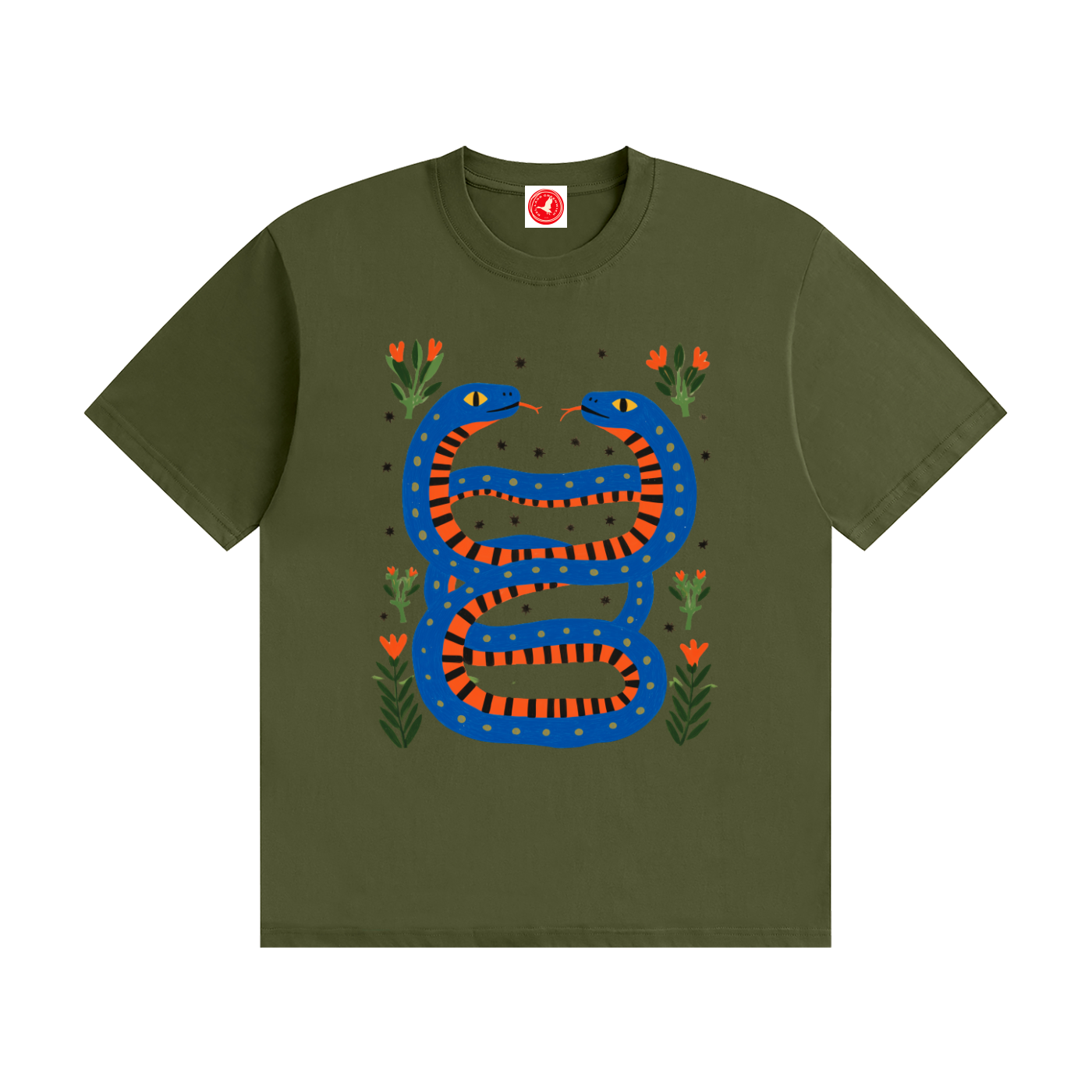Twin Serpents Seamless Cotton T-Shirt