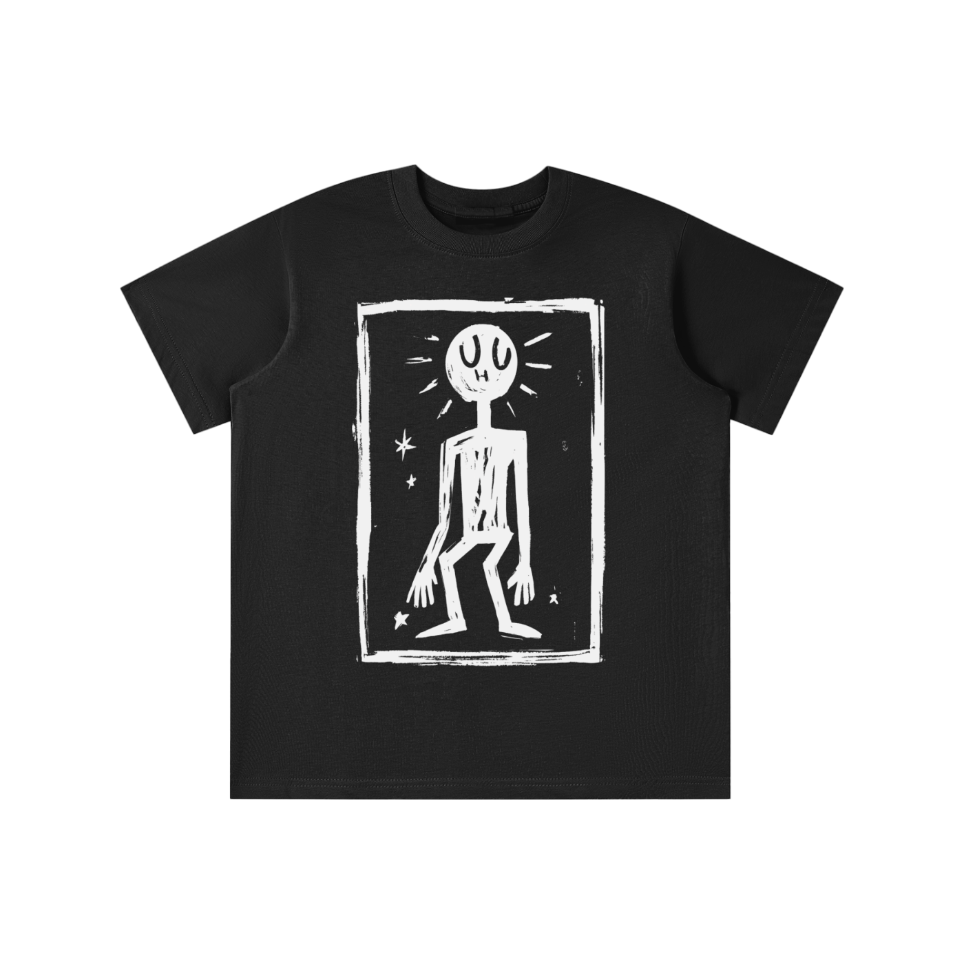 Static Figure graphic printed on loose-fit cotton t-shirt