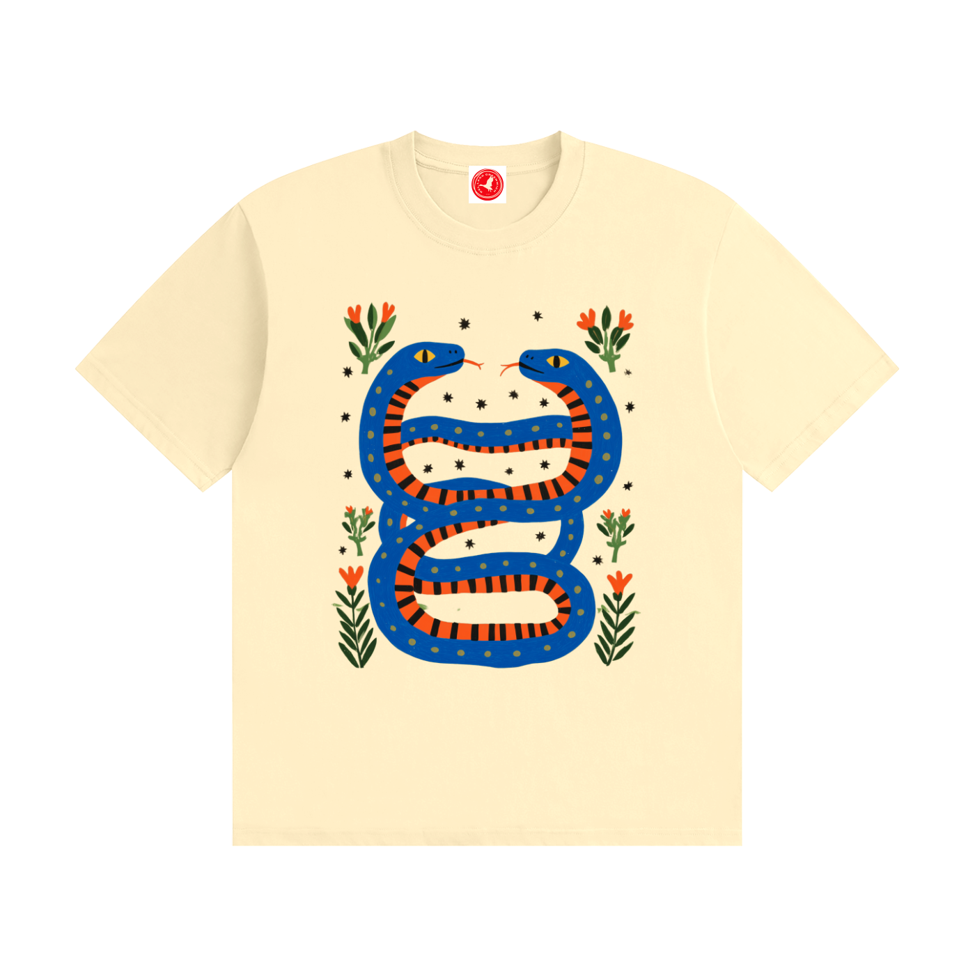 Twin Serpents Seamless Cotton T-Shirt