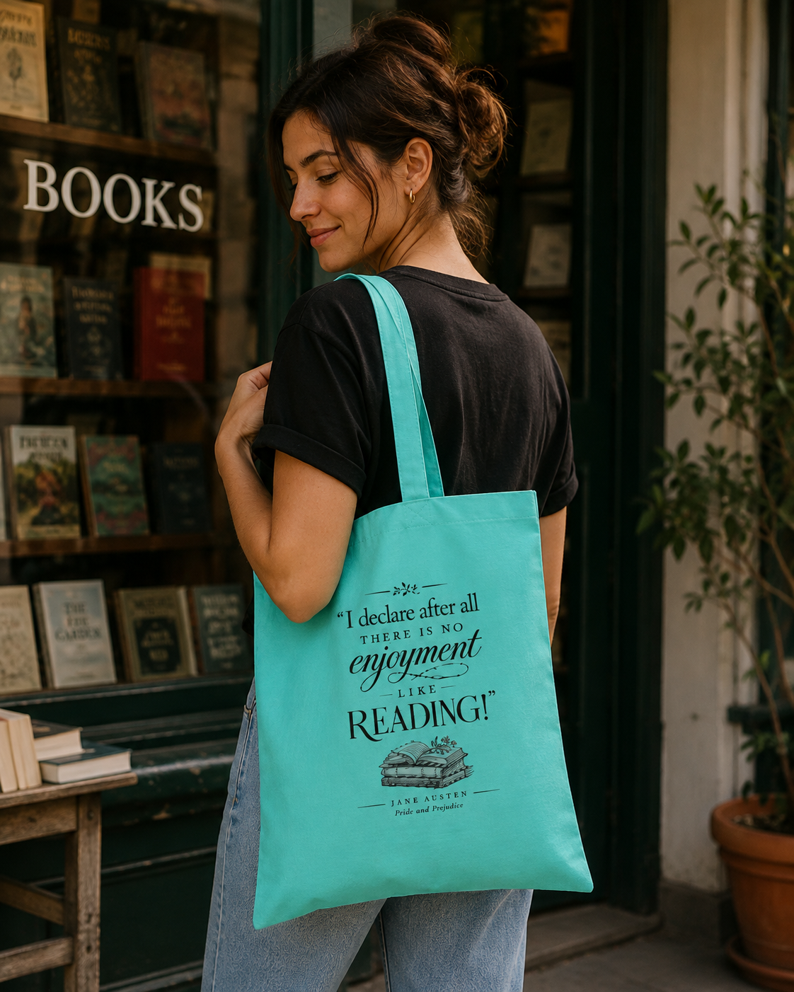 No Enjoyment Like Reading Cotton Book Tote