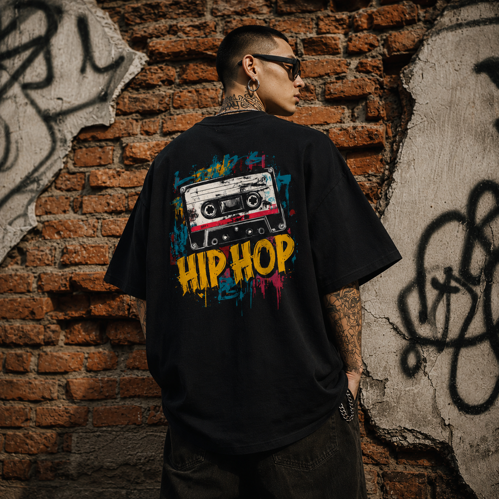 Hip Hop Cassette Oversized Graphic Tee