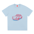 Silent Tactical oversized graphic t-shirt featuring a neon-inspired sports car illustration, available in multiple color options with a relaxed unisex fit.