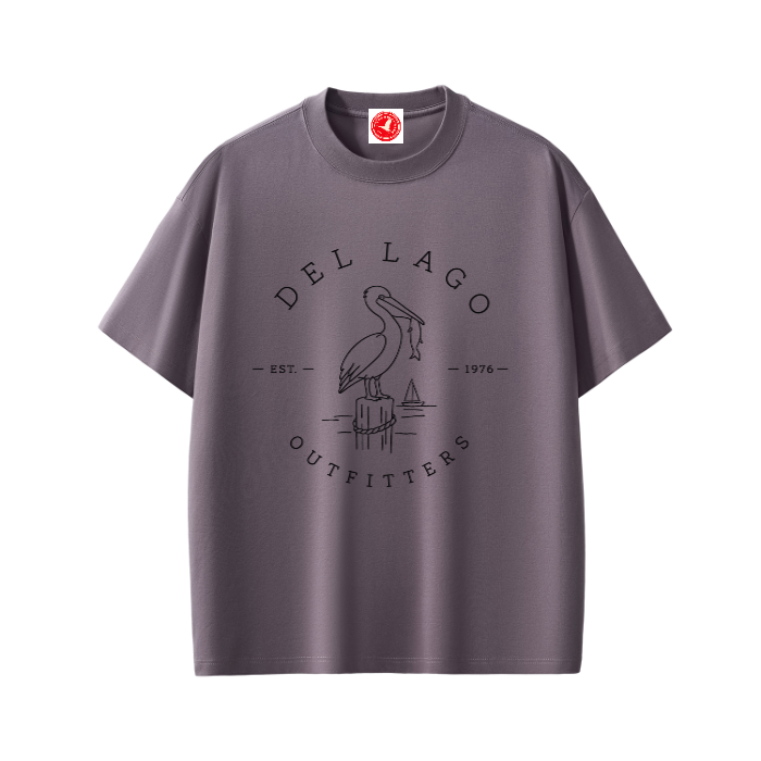 Pelican graphic t-shirt featuring original coastal bird artwork inspired by beach living and nature.