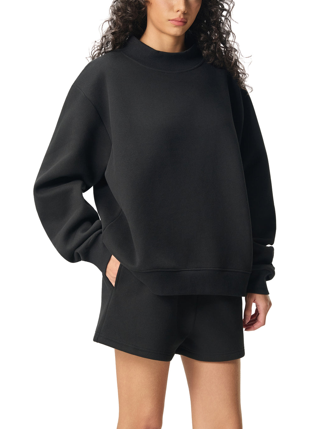 Del Lago Greenwich Essential Fleece Mock-Neck Oversized Sweatshirt